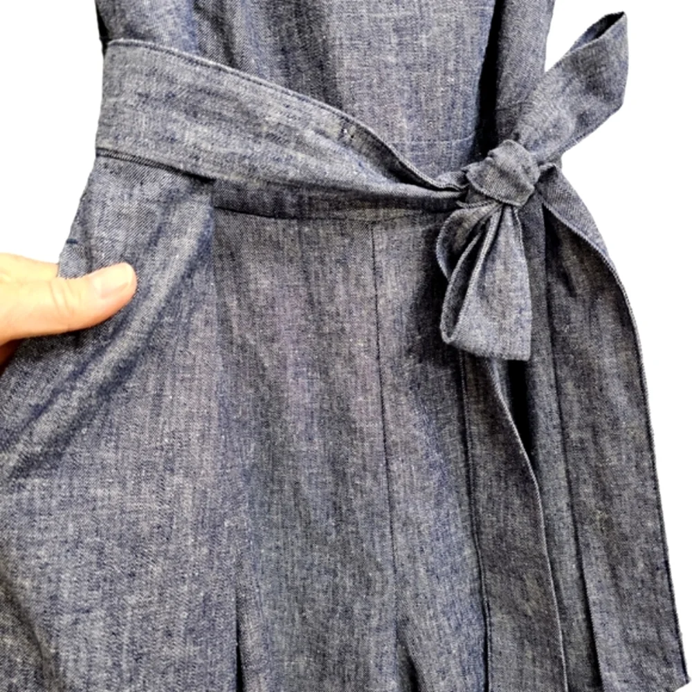 Nwot Banana Republic Blue Chambray Sleeveless Wideleg Midi Jumpsuit